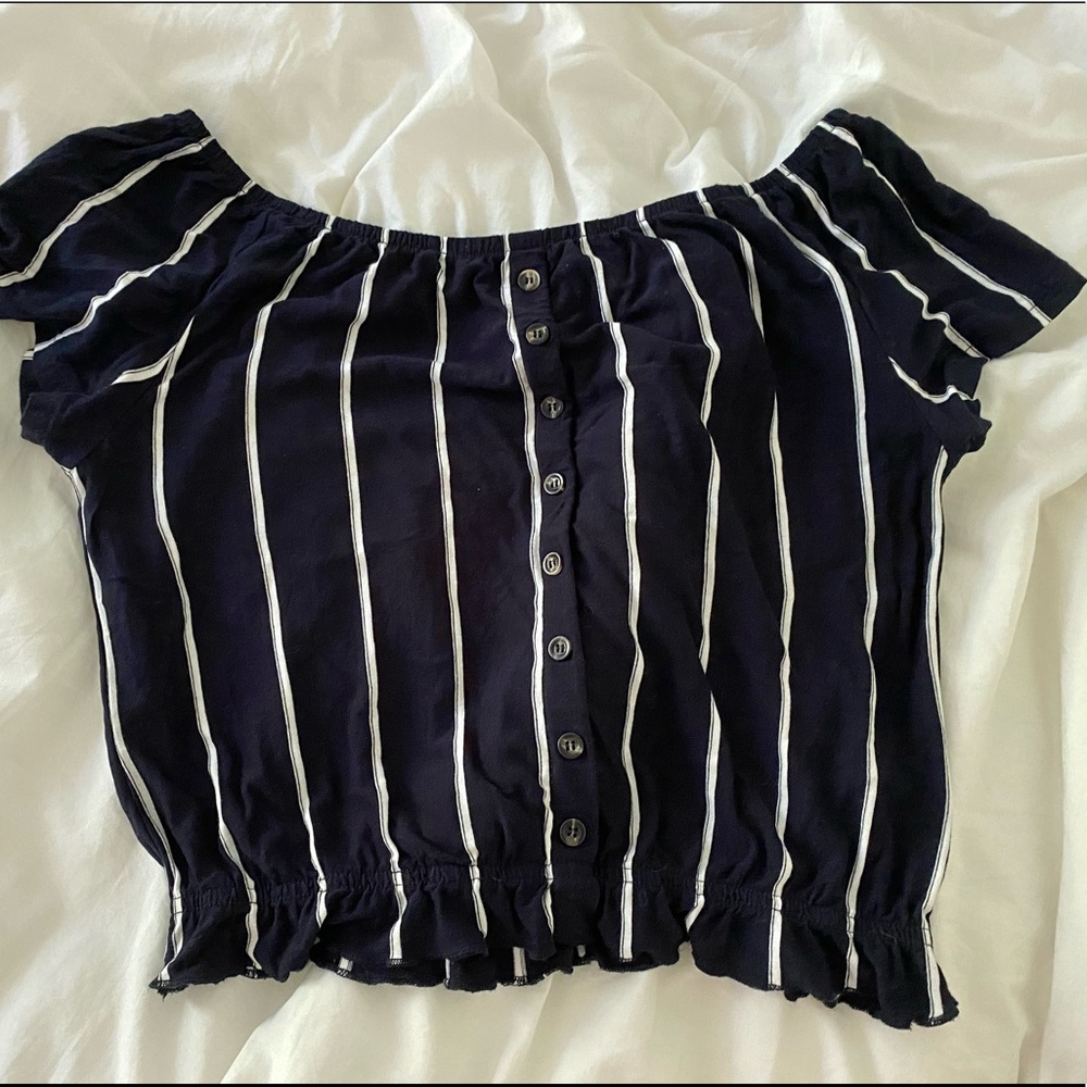 H&M Striped Button Down Crop Top
